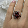 925 Sterling Silver Spessartine & Marcasites Ring Size 6.5