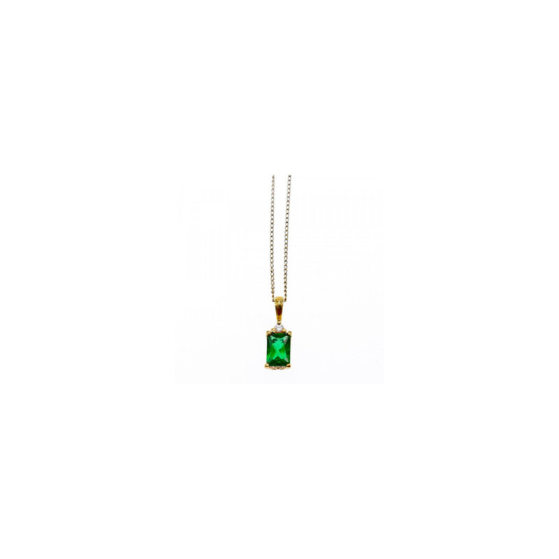 925 Sterling Silver Gold Plated Emerald & Goshenite Chain With Pendant