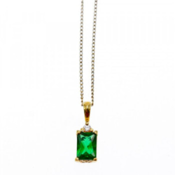 925 Sterling Silver Gold Plated Emerald & Goshenite Chain With Pendant