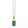 925 Sterling Silver Gold Plated Emerald & Goshenite Chain With Pendant