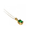 925 Sterling Silver Gold Plated Emerald & Goshenite Chain With Pendant