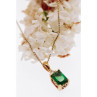 925 Sterling Silver Gold Plated Emerald & Goshenite Chain With Pendant