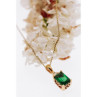 925 Sterling Silver Gold Plated Emerald & Goshenite Chain With Pendant