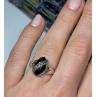 925 Sterling Silver Onyx & Marcasite Ring Size 5