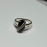 925 Sterling Silver Onyx & Marcasite Ring Size 5