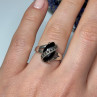 925 Sterling Silver Onyx & Marcasite Ring Size 5