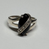 925 Sterling Silver Onyx & Marcasite Ring Size 5