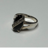 925 Sterling Silver Onyx & Marcasite Ring Size 5