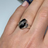 925 Sterling Silver Onyx & Marcasite Ring Size 5
