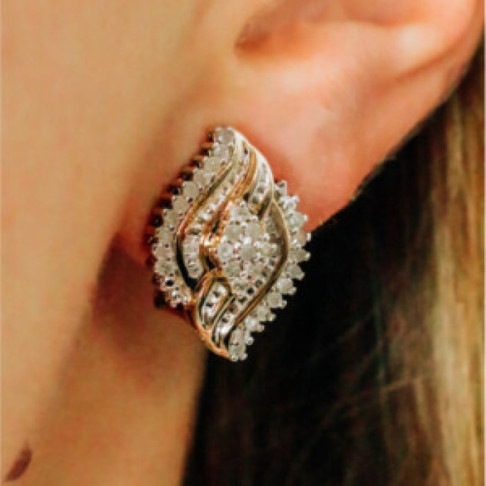 925 Sterling Silver Gold Plated White Topaz Earrings