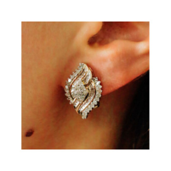 925 STERLING SILVER GOLD PLATED WHITE TOPAZ EARRINGS