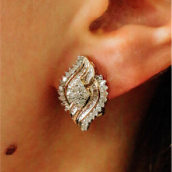 925 Sterling Silver Gold Plated White Topaz Earrings