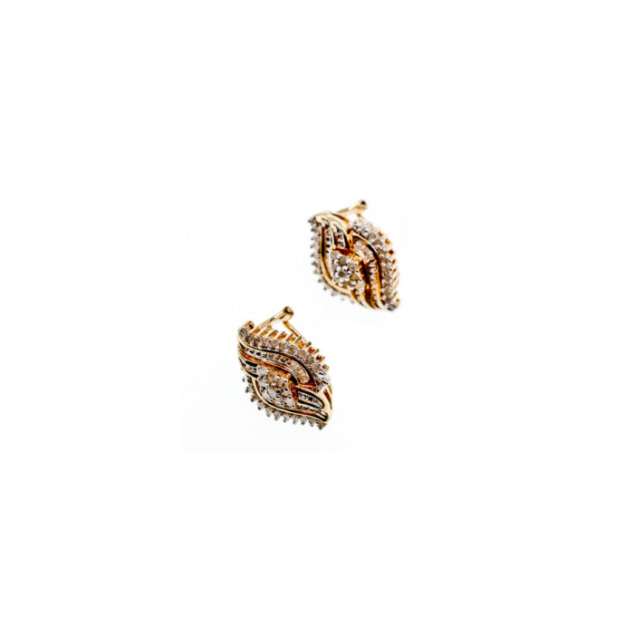 925 STERLING SILVER GOLD PLATED WHITE TOPAZ EARRINGS