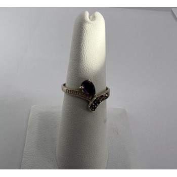 925 Sterling Silver With Amethyst & Marcasite Ring Size 5.5