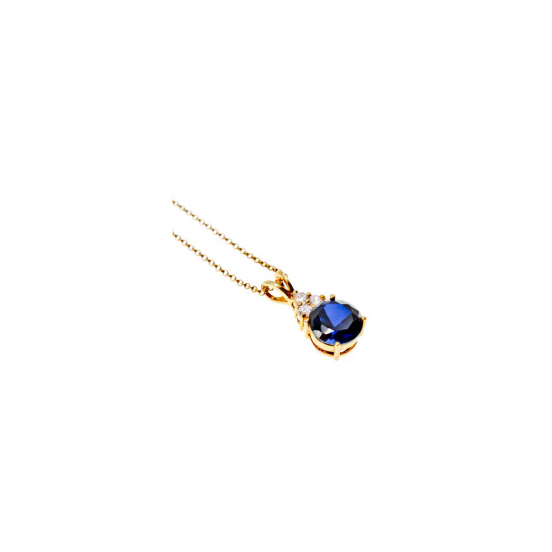 925 Sterling Silver Gold Plated Spinel & CZ Chain With Pendant