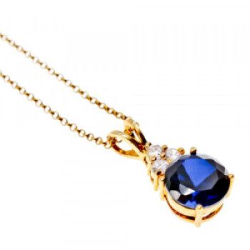 925 Sterling Silver Gold Plated Spinel & CZ Chain With Pendant