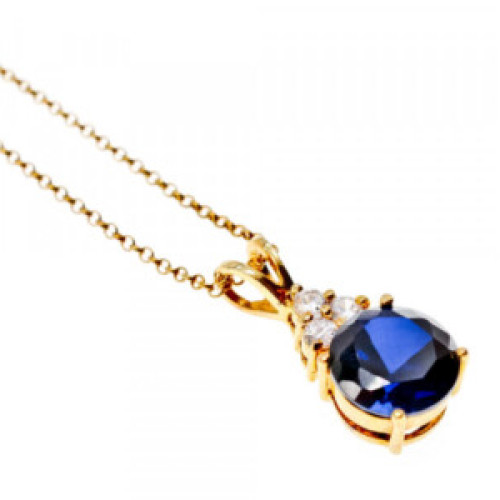 925 Sterling Silver Gold Plated Spinel & CZ Chain With Pendant