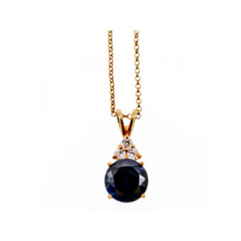 925 Sterling Silver Gold Plated Spinel & CZ Chain With Pendant