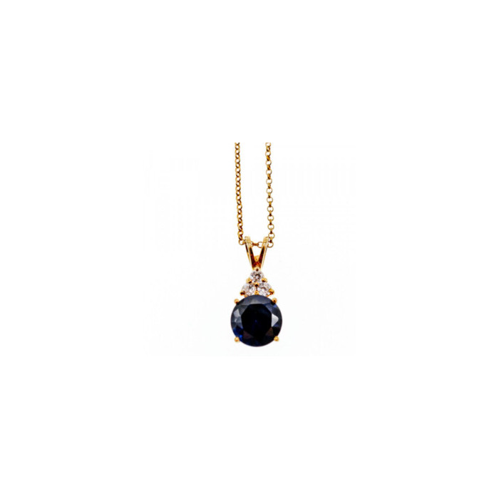 925 Sterling Silver Gold Plated Spinel & CZ Chain With Pendant