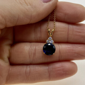 925 Sterling Silver Gold Plated Spinel & CZ Chain With Pendant