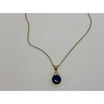 925 Sterling Silver Gold Plated Spinel & CZ Chain With Pendant
