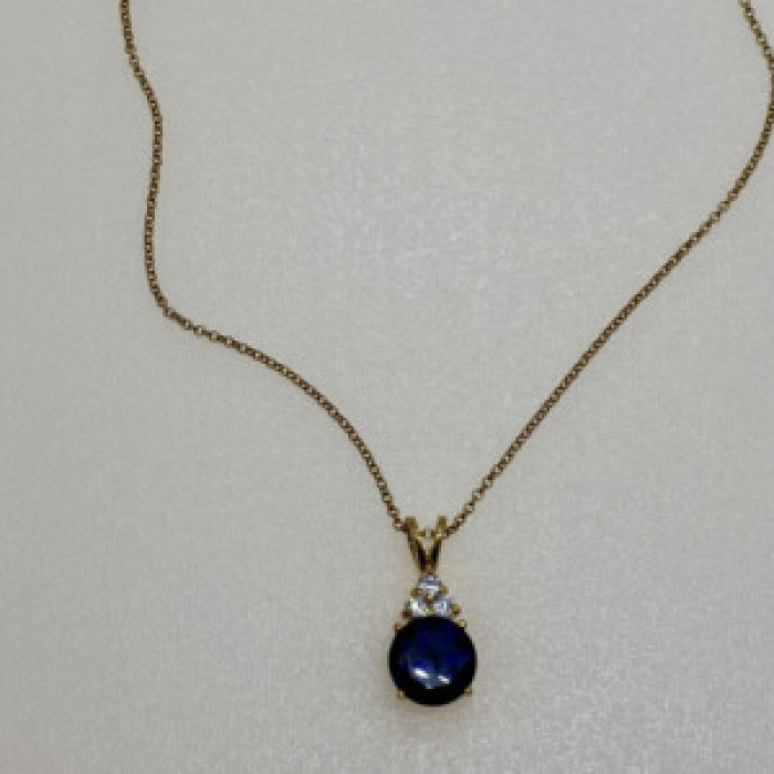 925 Sterling Silver Gold Plated Spinel & CZ Chain With Pendant