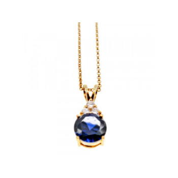 925 Sterling Silver Gold Plated Spinel & CZ Chain With Pendant