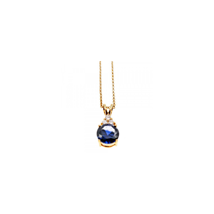 925 Sterling Silver Gold Plated Spinel & CZ Chain With Pendant