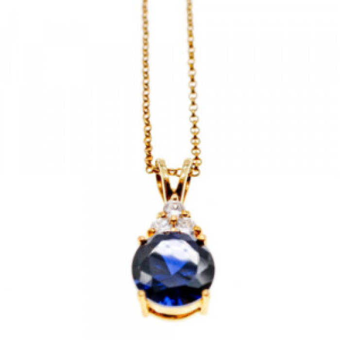 925 Sterling Silver Gold Plated Spinel & CZ Chain With Pendant