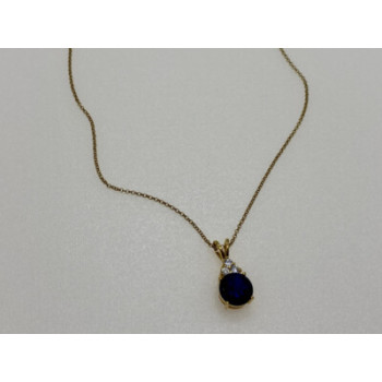 925 Sterling Silver Gold Plated Spinel & CZ Chain With Pendant