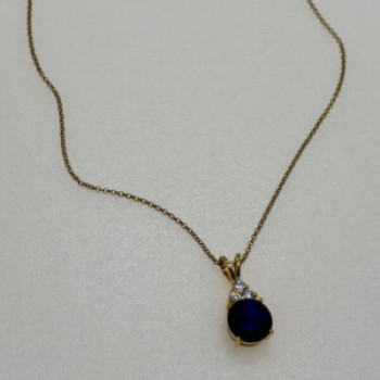 925 Sterling Silver Gold Plated Spinel & CZ Chain With Pendant