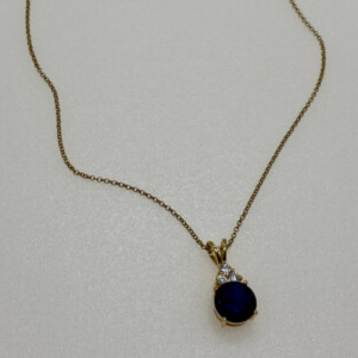 925 Sterling Silver Gold Plated Spinel & CZ Chain With Pendant