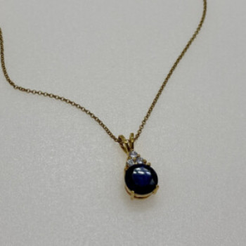 925 Sterling Silver Gold Plated Spinel & CZ Chain With Pendant