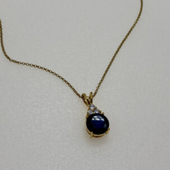 925 Sterling Silver Gold Plated Spinel & CZ Chain With Pendant
