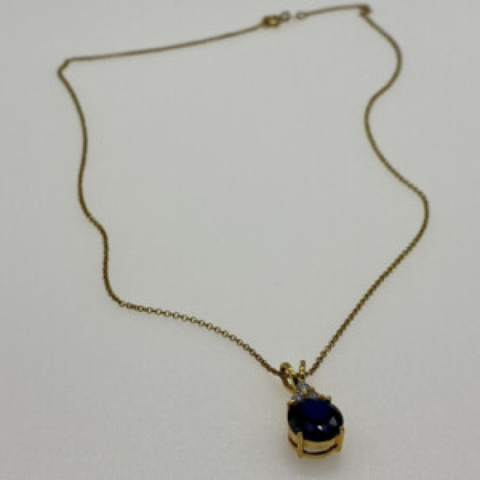 925 Sterling Silver Gold Plated Spinel & CZ Chain With Pendant