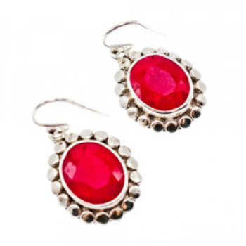 925 Sterling Silver Ruby Earrings