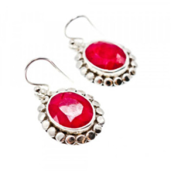 925 Sterling Silver Ruby Earrings