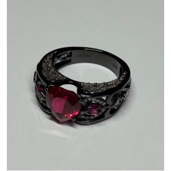925 Sterling Silver Spinel & CZ Ring Size 6