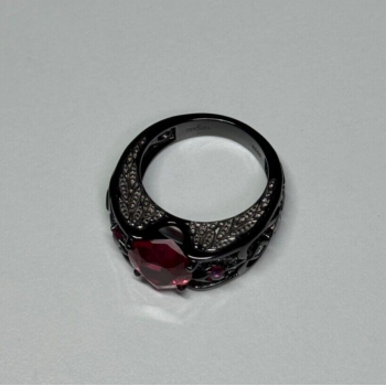 925 Sterling Silver Spinel & CZ Ring Size 6