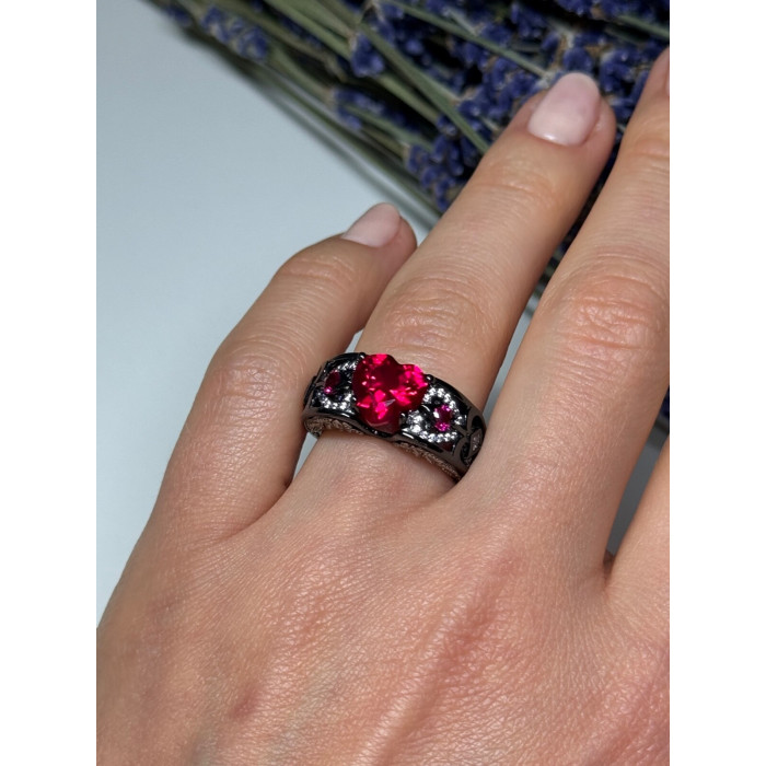 925 Sterling Silver Spinel & CZ Ring Size 6