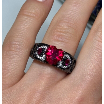 925 Sterling Silver Spinel & CZ Ring Size 6