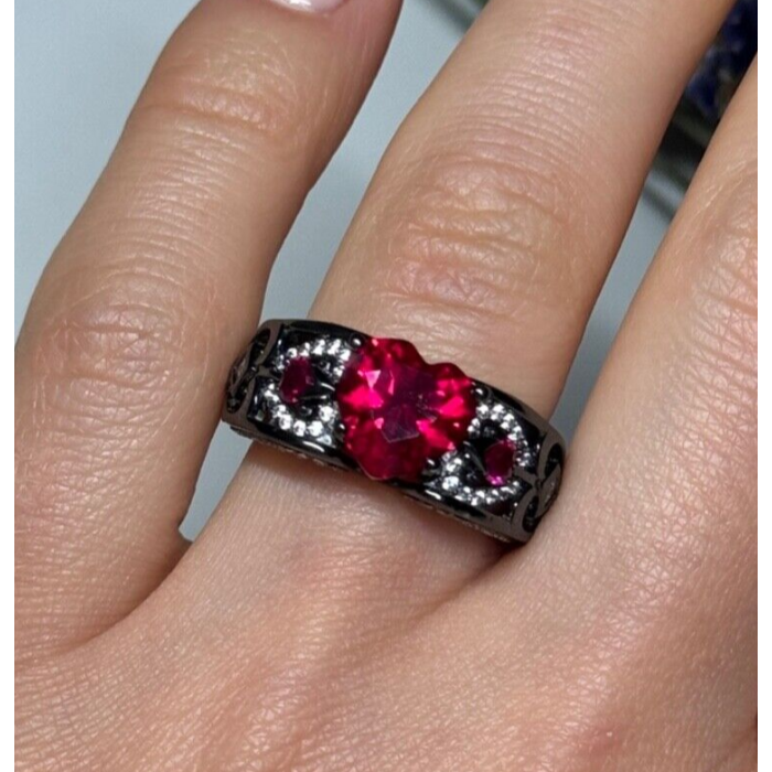 925 Sterling Silver Spinel & CZ Ring Size 6