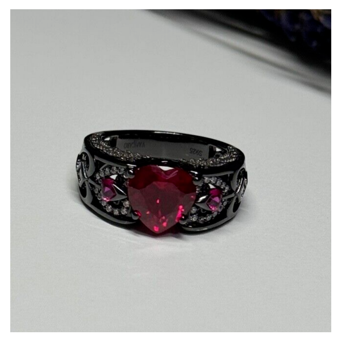 925 Sterling Silver Spinel & CZ Ring Size 6