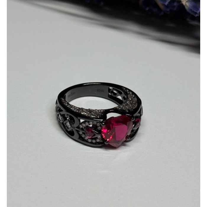 925 Sterling Silver Spinel & CZ Ring Size 6