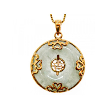 925 STERLING SILVER GOLD PLATED NEPHRITE CHAIN WITH PENDANT ITALY