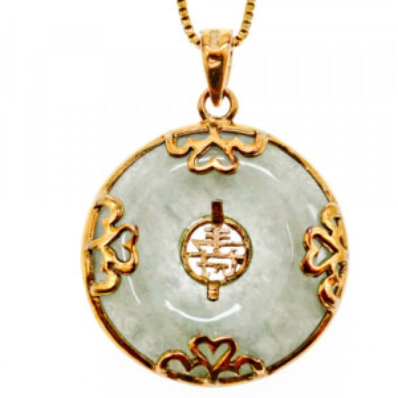 925 Sterling Silver Gold Plated Nephrite Chain With Pendant Italy