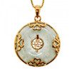 925 Sterling Silver Gold Plated Nephrite Chain With Pendant Italy