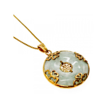 925 STERLING SILVER GOLD PLATED NEPHRITE CHAIN WITH PENDANT ITALY