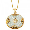 925 Sterling Silver Gold Plated Nephrite Chain With Pendant Italy