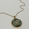 925 Sterling Silver Gold Plated Nephrite Chain With Pendant Italy